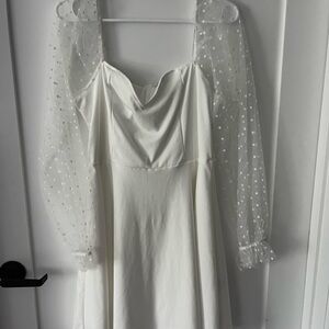 White Puffer Sleeve Dress